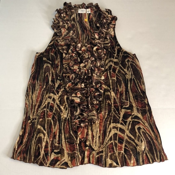 CATO WOMAN Satin Sleeveless Multi Color Brown Top Size 18/20W - Picture 10 of 14